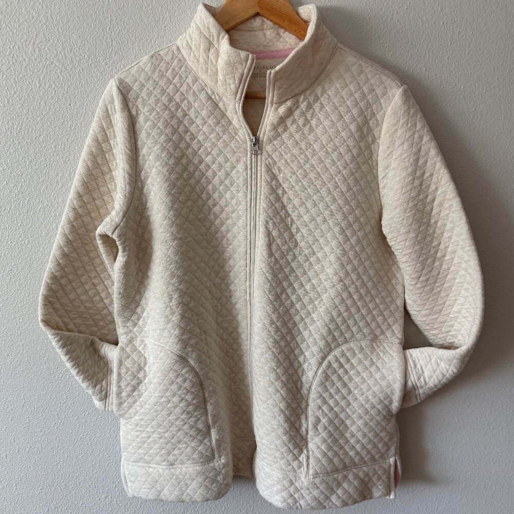 Appleseed's Cream Zip Up Quilted Jacket Size M